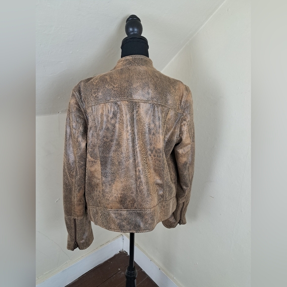Free People Women's Faux Leather Fenix Snakeskin Moto Jacket Size XL - Picture 7 of 16
